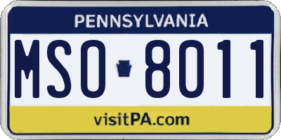 PA license plate MSO8011