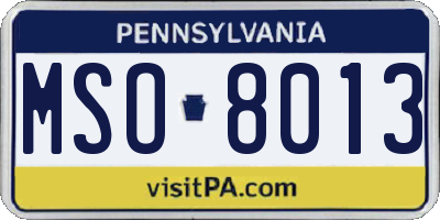 PA license plate MSO8013