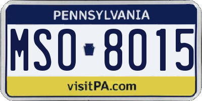 PA license plate MSO8015