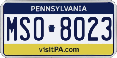 PA license plate MSO8023