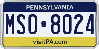 PA license plate MSO8024