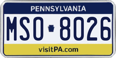 PA license plate MSO8026
