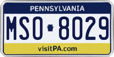 PA license plate MSO8029
