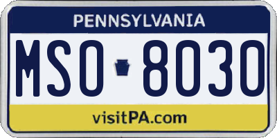PA license plate MSO8030