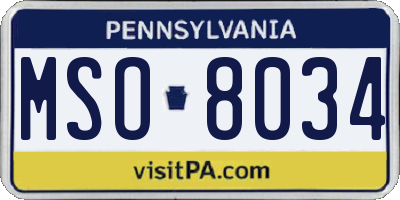 PA license plate MSO8034