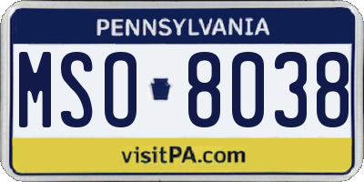 PA license plate MSO8038