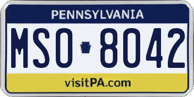 PA license plate MSO8042