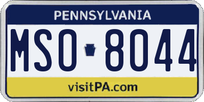 PA license plate MSO8044