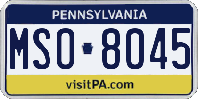 PA license plate MSO8045