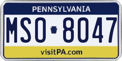PA license plate MSO8047