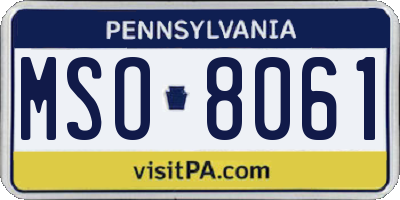 PA license plate MSO8061