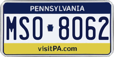 PA license plate MSO8062
