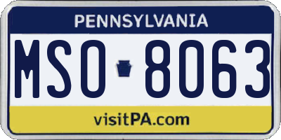 PA license plate MSO8063