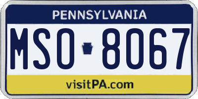 PA license plate MSO8067