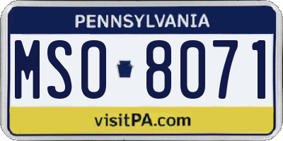 PA license plate MSO8071