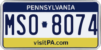 PA license plate MSO8074