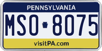 PA license plate MSO8075