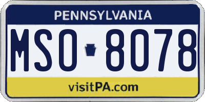 PA license plate MSO8078