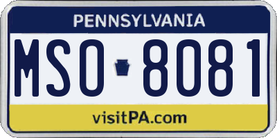 PA license plate MSO8081