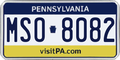 PA license plate MSO8082