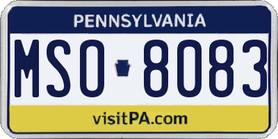 PA license plate MSO8083
