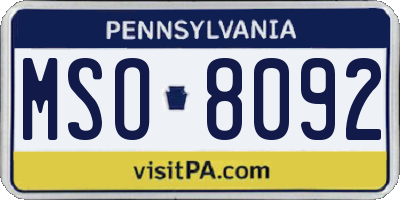 PA license plate MSO8092