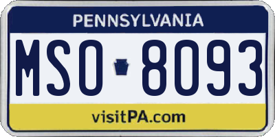 PA license plate MSO8093