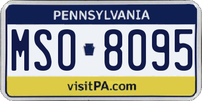 PA license plate MSO8095