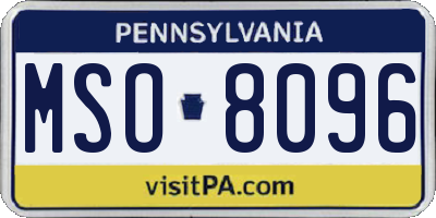 PA license plate MSO8096