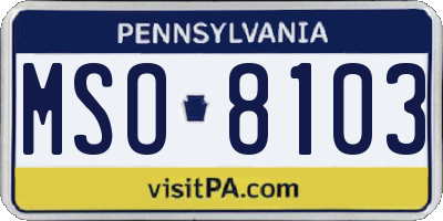 PA license plate MSO8103