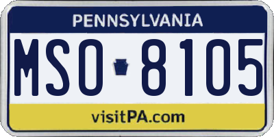 PA license plate MSO8105