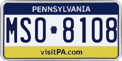PA license plate MSO8108