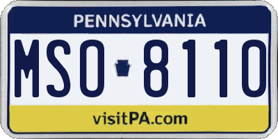 PA license plate MSO8110