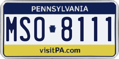 PA license plate MSO8111