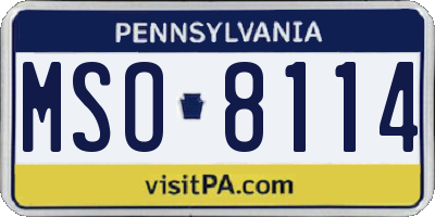 PA license plate MSO8114