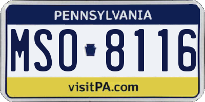 PA license plate MSO8116