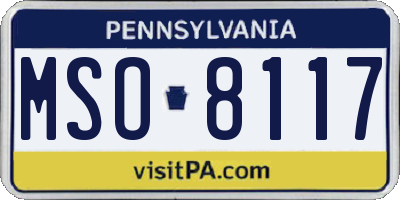 PA license plate MSO8117