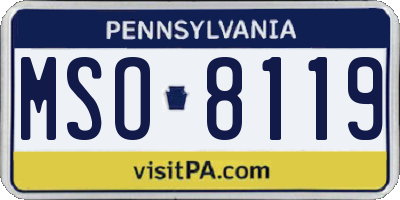 PA license plate MSO8119