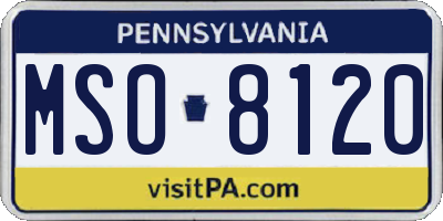 PA license plate MSO8120