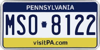 PA license plate MSO8122