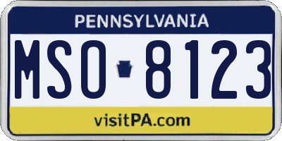 PA license plate MSO8123
