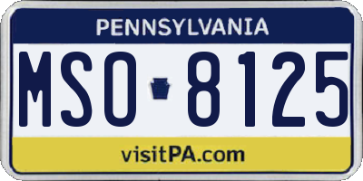 PA license plate MSO8125