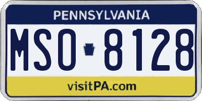 PA license plate MSO8128