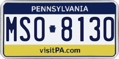 PA license plate MSO8130