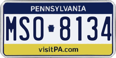 PA license plate MSO8134