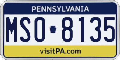 PA license plate MSO8135
