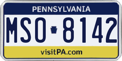 PA license plate MSO8142
