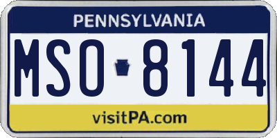 PA license plate MSO8144