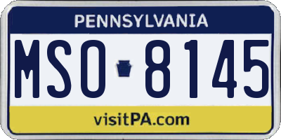 PA license plate MSO8145