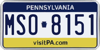 PA license plate MSO8151